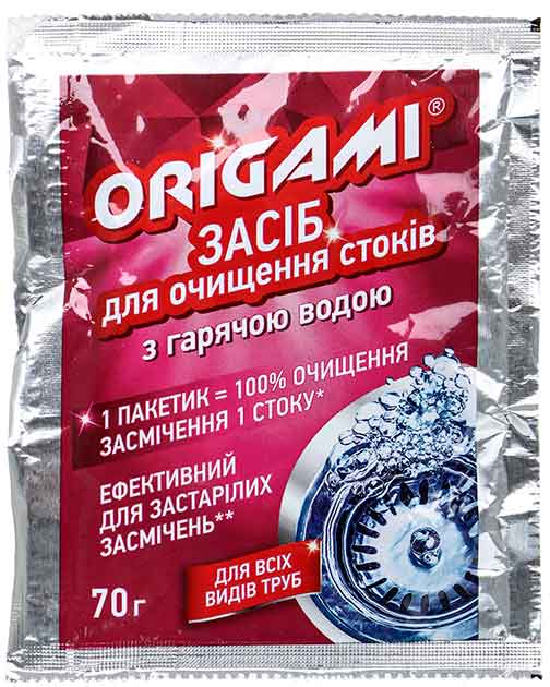 Засіб для прочищення труб ORIGAMI з гарячою водою 70 г, гранули